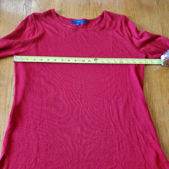 APT 9 Long Tunic Red Sweater with Metallic Threading Large - Picture 10 of 16